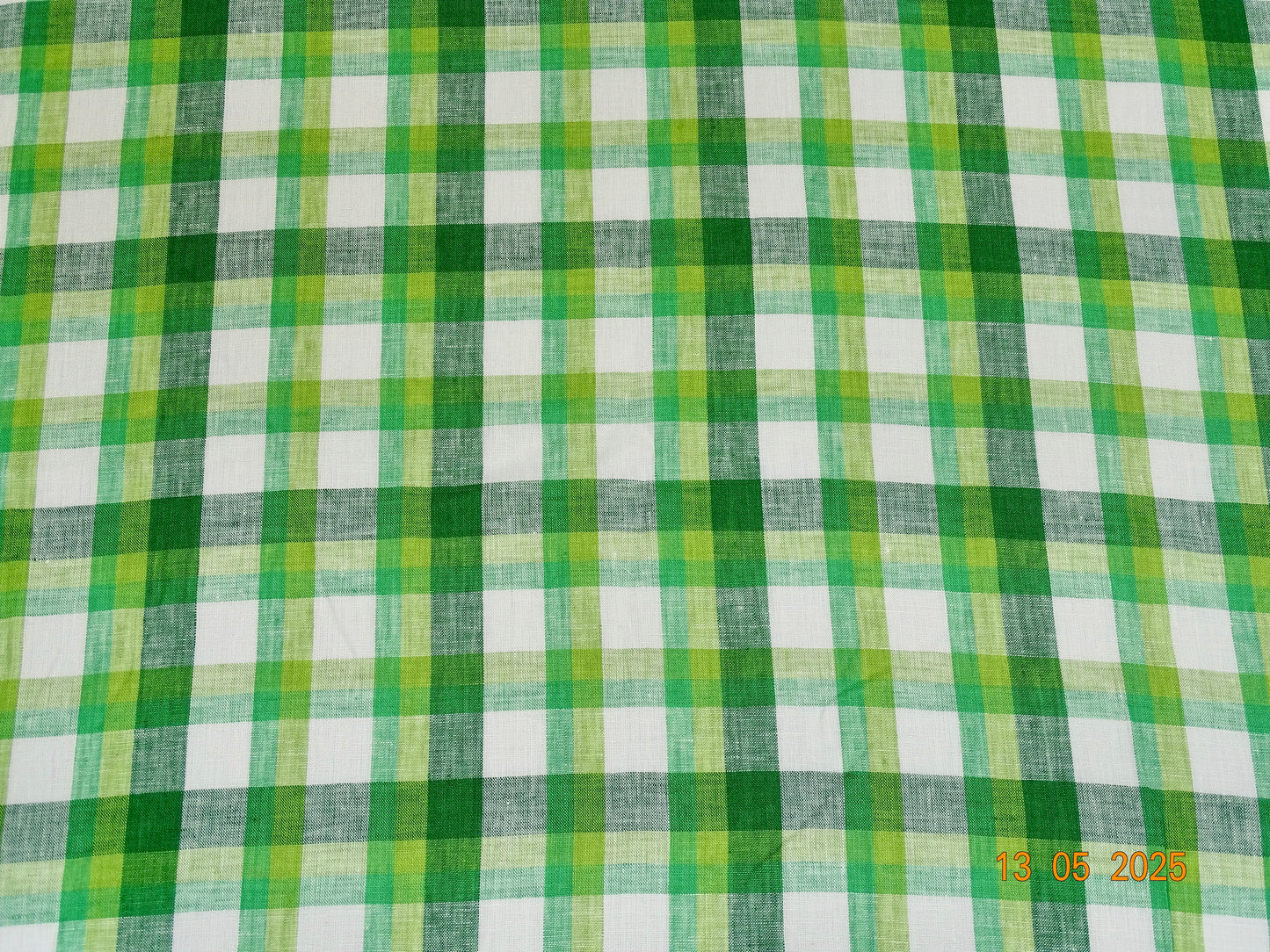 Grün weiß kariertes Leinen A-004