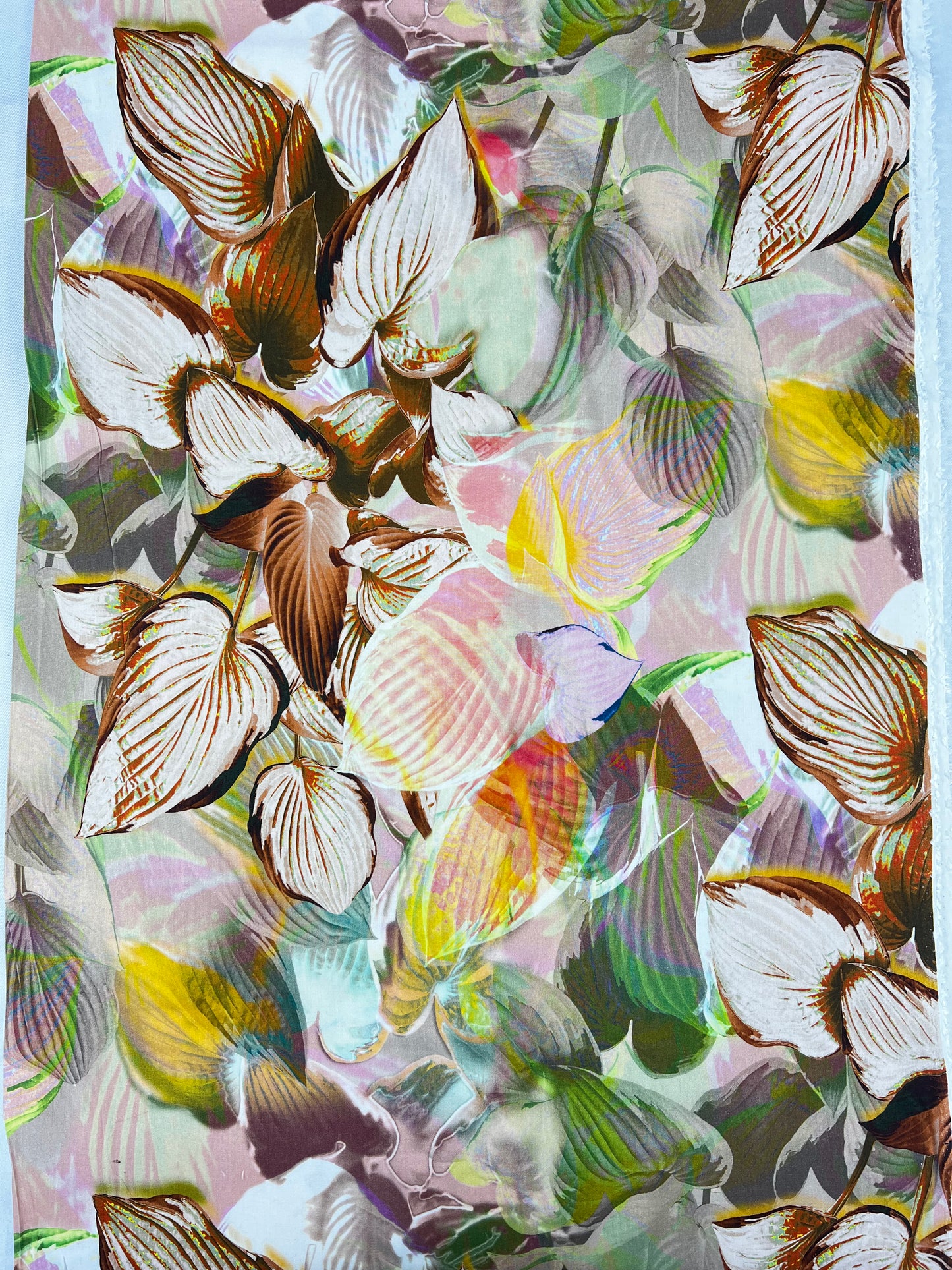 Colorful leaves linen viscose A-016