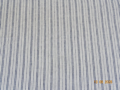 Creme dunkelblau gestreiftes Leinen A-006