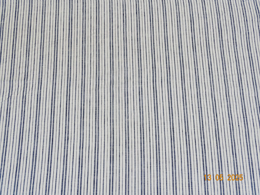 Creme dunkelblau gestreiftes Leinen A-006