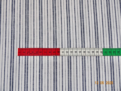 Weiß dunkelblau gestreiftes Leinen A-009