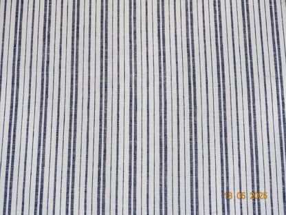 Weiß dunkelblau gestreiftes Leinen A-009