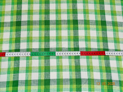 Grün weiß kariertes Leinen A-004