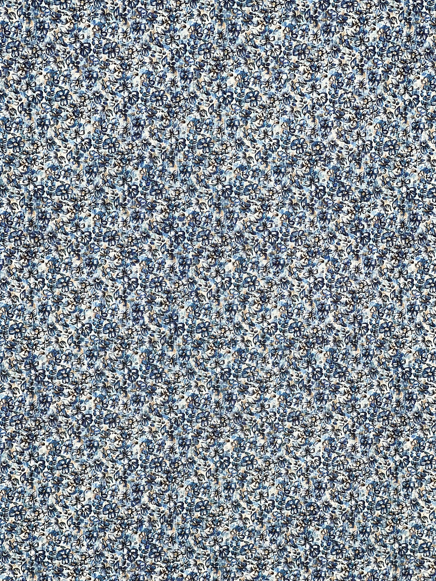 Baumwollblume weiß blau I-003